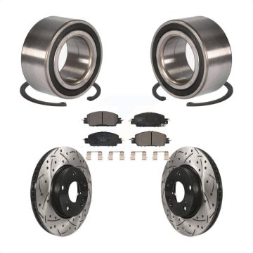 Front Wheel Bearing Coated Drilled Slotted Brake Rotor Pad Kit For 2017 Honda Accord LX-S KBB-116490