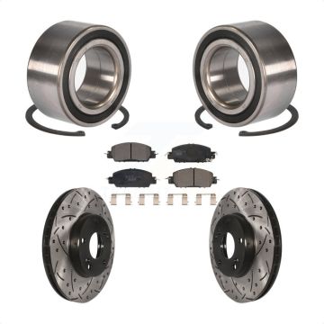 Front Wheel Bearing Drilled Slot Brake Rotor Pad Kit For 2016 Honda Accord LX-S with 2.4L KBB-116491