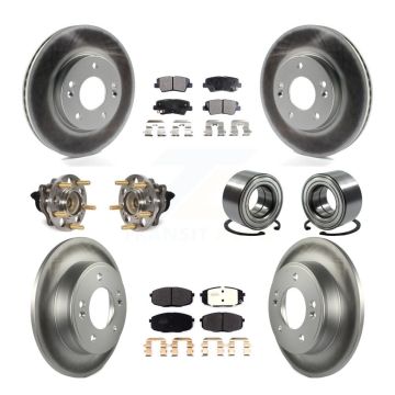 Front Rear Hub Bearing Coated Disc Brake Rotor And Pads Kit (10Pc) For 2014-2016 Kia Soul KBB-116498