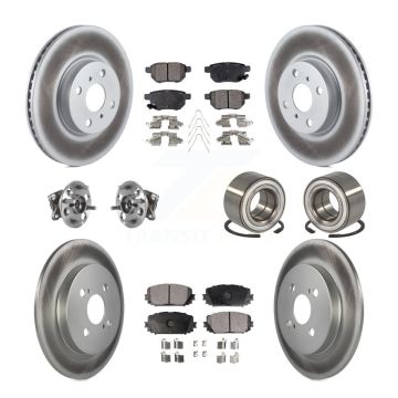 Front Rear Hub Bearing Coat Brake Rotor Pads Kit (10Pc) For Toyota Yaris Disc rear brakes KBB-116499