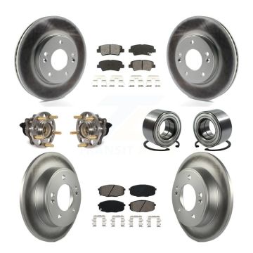 Front Rear Hub Bearing Coated Disc Brake Rotor And Pads Kit (10Pc) For 2014-2016 Kia Soul KBB-116507