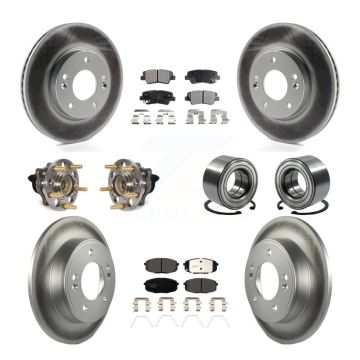 Front Rear Hub Bearing Coated Disc Brake Rotor And Pads Kit (10Pc) For 2014-2016 Kia Soul KBB-116514