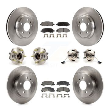 Front Rear Hub Bearing Disc Brake Rotor & Pad Kit (10Pc) For 2006-2011 Buick Lucerne 4.6L KBB-116535