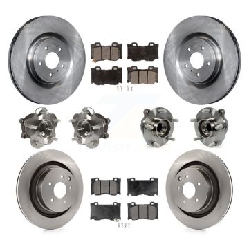 Front Rear Hub Bearing Brake Rotor Pad Kit (10Pc) For INFINITI G37 RWD With Brembo Brakes KBB-116538