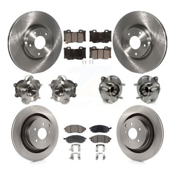 Front Rear Hub Bearing Disc Brake Rotor And Semi-Metallic Pads Kit (10Pc) For Nissan 370Z KBB-116542
