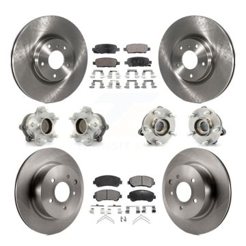 Front Rear Hub Bearings Assembly Disc Brake Rotors And Pads Kit (10Pc) For Nissan Maxima KBB-116550