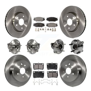 Front Rear Hub Bearing Brake Rotor & Pads Kit (10Pc) For 2010-2013 Lexus IS250 C with RWD KBB-116554