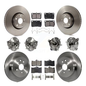 Front Rear Hub Bearing Disc Brake Rotor And Semi-Metallic Pads Kit (10Pc) For Lexus IS350 KBB-116562