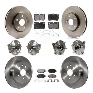 Front Rear Hub Bearings Disc Brake Rotors And Pads Kit (10Pc) For 2006 Lexus GS300 AWD KBB-116563