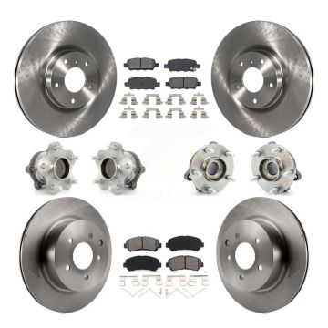 Front Rear Hub Bearings Assembly Disc Brake Rotors And Pads Kit (10Pc) For Nissan Maxima KBB-116569