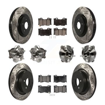 Front Rear Hub Bearings Coated Disc Brake Rotors And Pads Kit (10Pc) For INFINITI FX50 KBB-116573