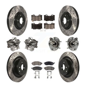 Front Rear Hub Bearings Coated Disc Brake Rotors And Pads Kit (10Pc) For Nissan 370Z KBB-116588