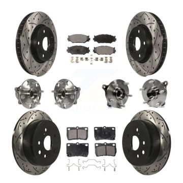 Front Rear Hub Bearings Coated Disc Brake Rotors And Pads Kit (10Pc) For Lexus IS250 KBB-116590