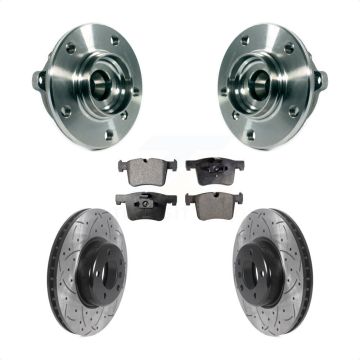 Front Hub Bearing Assembly Coated Drilled Slot Brake Rotor Pad Kit For BMW 335i xDrive GT KBB-116597