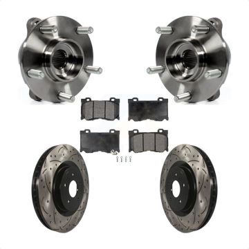 Front Hub Bearing Drilled Slot Brake Rotor Pad Kit For INFINITI Q50 Q60 M37 FX50 QX70 Q70 KBB-116599