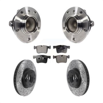 Front Hub Bearing Assembly Coated Drilled Slotted Disc Brake Rotor & Pad Kit For BMW 335i KBB-116603