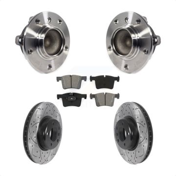 Front Hub Bearing Assembly Coated Drilled Slotted Disc Brake Rotor & Pad Kit For BMW 335i KBB-116615