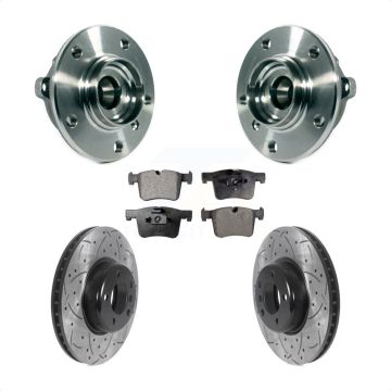 Front Hub Bearing Assembly Coated Drilled Slot Brake Rotor Pad Kit For BMW 335i xDrive GT KBB-116619