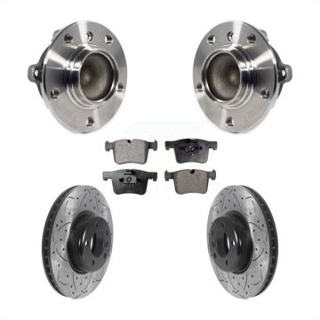 Front Hub Bearing Assembly Coated Drilled Slotted Disc Brake Rotor & Pad Kit For BMW 335i KBB-116628