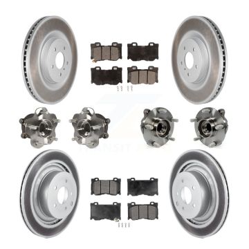 Front Rear Hub Bearing Coated Brake Rotor & Pad Kit (10Pc) For 2009-2013 INFINITI G37 RWD KBB-116640