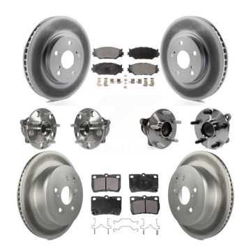Front Rear Hub Bearing Coated Brake Rotor Pad Kit (10Pc) For 10-13 Lexus IS250 C with RWD KBB-116653