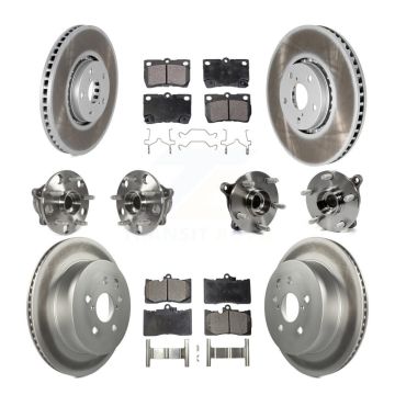 Front Rear Hub Bearings Coated Disc Brake Rotors And Pads Kit (10Pc) For Lexus IS350 KBB-116655