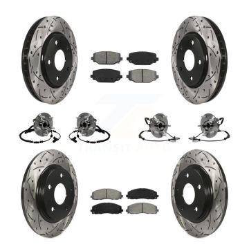Front Rear Hub Bearing Coated Disc Brake Rotor And Pad Kit (10Pc) For Dodge Grand Caravan KBB-116728