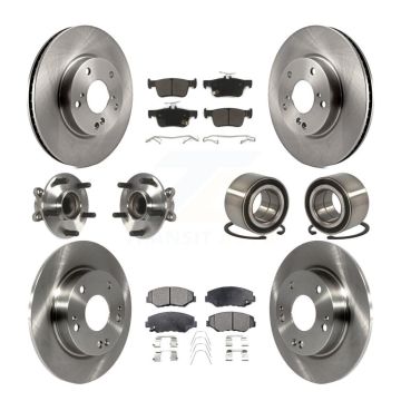 Front Rear Hub Bearing Disc Brake Rotor And Semi-Metallic Pads Kit (10Pc) For Honda Civic KBB-116753