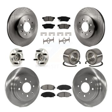 Front Rear Hub Bearing Brake Rotor & Pad Kit (10Pc) For 1997 Acura EL Without 4 Wheel ABS KBB-116756