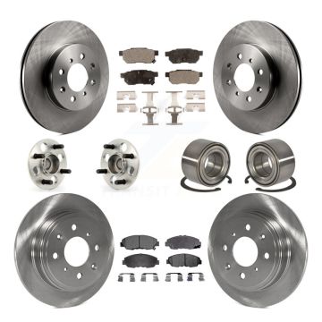 Front Rear Hub Bearing Brake Rotor & Pad Kit (10Pc) For 1997 Acura EL Without 4 Wheel ABS KBB-116757