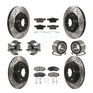 Front Rear Wheel Hub Bearing Coated Disc Brake Rotors And Pads Kit (10Pc) For Honda Civic KBB-116759