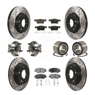 Front Rear Hub Bearing Coated Disc Brake Rotor And Ceramic Pad Kit (10Pc) For Honda Civic KBB-116761