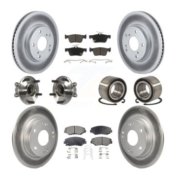 Front Rear Wheel Hub Bearing Coated Disc Brake Rotors And Pads Kit (10Pc) For Honda Civic KBB-116762