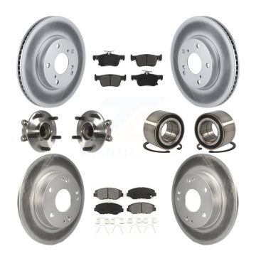 Front Rear Wheel Hub Bearing Coated Disc Brake Rotors And Pads Kit (10Pc) For Honda Civic KBB-116763