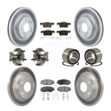 Front Rear Hub Bearing Coated Disc Brake Rotor And Ceramic Pad Kit (10Pc) For Honda Civic KBB-116764