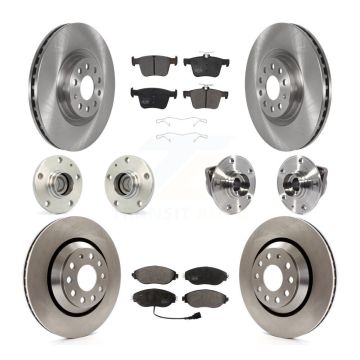 Front Rear Hub Bearing Brake Rotor And Pad Kit (10Pc) For 2019-2020 Volkswagen Arteon FWD KBB-116766