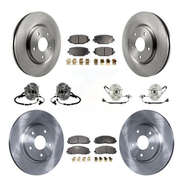 Front Rear Hub Bearing Assembly Disc Brake Rotor And Pad Kit (10Pc) For Volkswagen Routan KBB-116771