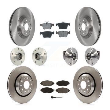 Front Rear Hub Bearing Brake Rotor And Pad Kit (10Pc) For 2019-2020 Volkswagen Arteon FWD KBB-116774