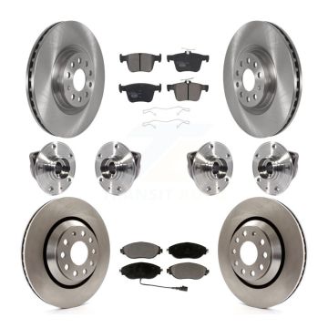 Front Rear Hub Bearing Disc Brake Rotor And Pads Kit (10Pc) For Audi Q3 Volkswagen Arteon KBB-116779