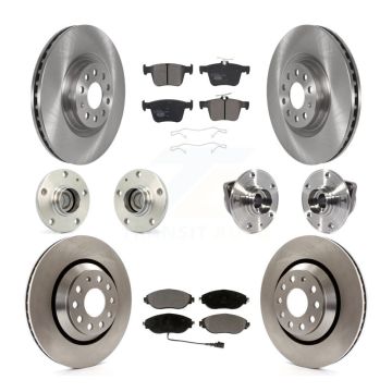 Front Rear Hub Bearing Brake Rotor And Pad Kit (10Pc) For 2019-2020 Volkswagen Arteon FWD KBB-116780