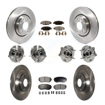 Front Rear Hub Bearings Disc Brake Rotors And Ceramic Pads Kit (10Pc) For Mazda CX-5 KBB-116783