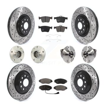 Front Rear Hub Bearing Coated Brake Rotor Pads Kit (10Pc) For 19-20 Volkswagen Arteon FWD KBB-116791