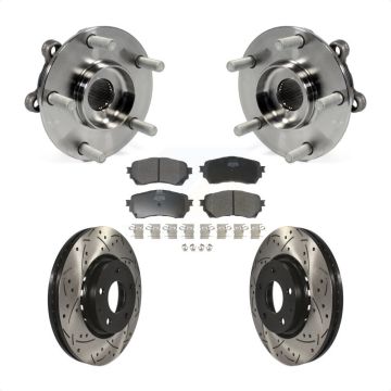Front Hub Bearing Drilled Slot Brake Rotor Pads Kit For 19-21 Mazda 6 Naturally Aspirated KBB-116792
