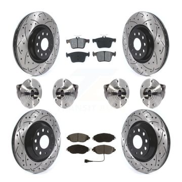 Front Rear Hub Bearing Coated Brake Rotor & Pads Kit (10Pc) For Audi Q3 Volkswagen Arteon KBB-116794