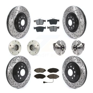 Front Rear Hub Bearing Coated Brake Rotor Pads Kit (10Pc) For 19-20 Volkswagen Arteon FWD KBB-116795