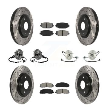 Front Rear Hub Bearing Coated Disc Brake Rotors And Pads Kit (10Pc) For Volkswagen Routan KBB-116798