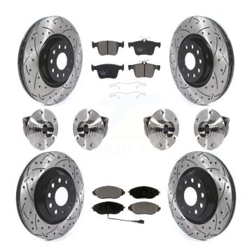 Front Rear Hub Bearing Coated Brake Rotor & Pads Kit (10Pc) For Audi Q3 Volkswagen Arteon KBB-116802