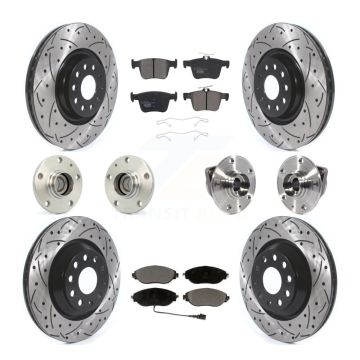 Front Rear Hub Bearing Coated Brake Rotor Pads Kit (10Pc) For 19-20 Volkswagen Arteon FWD KBB-116803