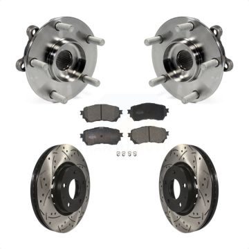 Front Hub Bearing Drilled Slot Brake Rotor Pads Kit For 19-21 Mazda 6 Naturally Aspirated KBB-116809