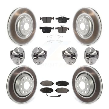 Front Rear Hub Bearing Coated Brake Rotor & Pads Kit (10Pc) For Audi Q3 Volkswagen Arteon KBB-116810